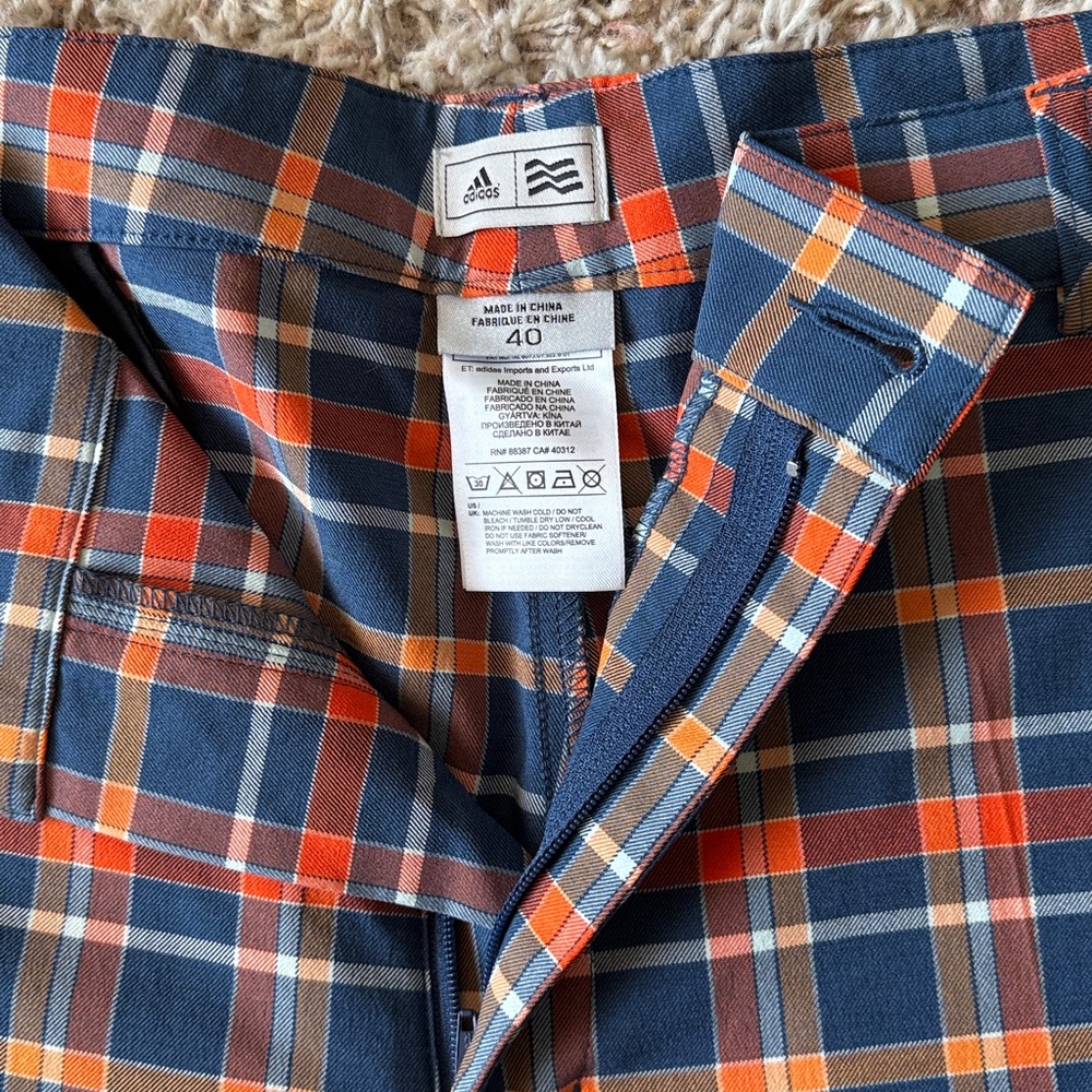 adidas Men's Plaid Shorts - Navy and Orange - Picture 2 of 3